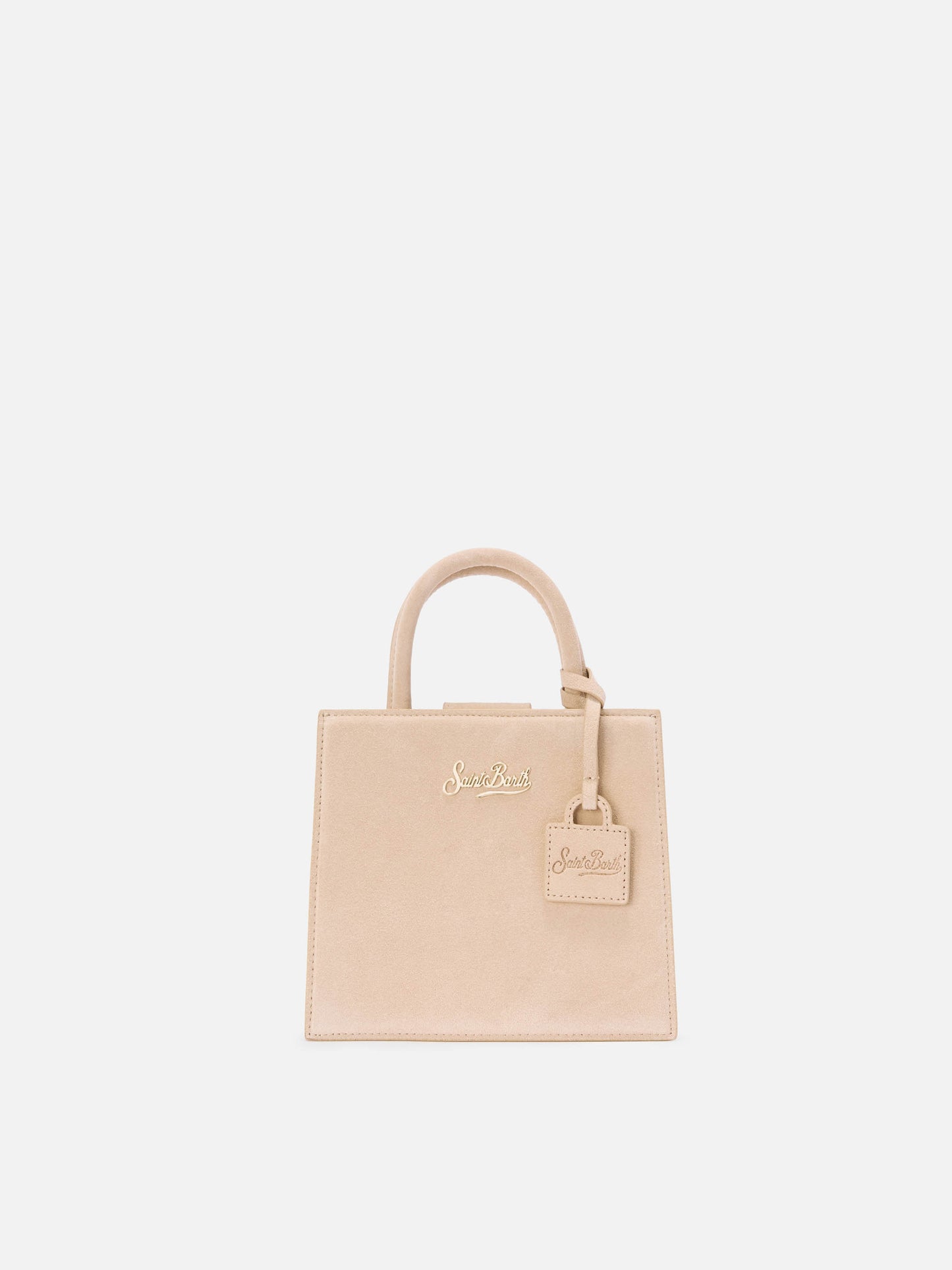 Mini-Handtasche aus beigefarbenem Wildleder