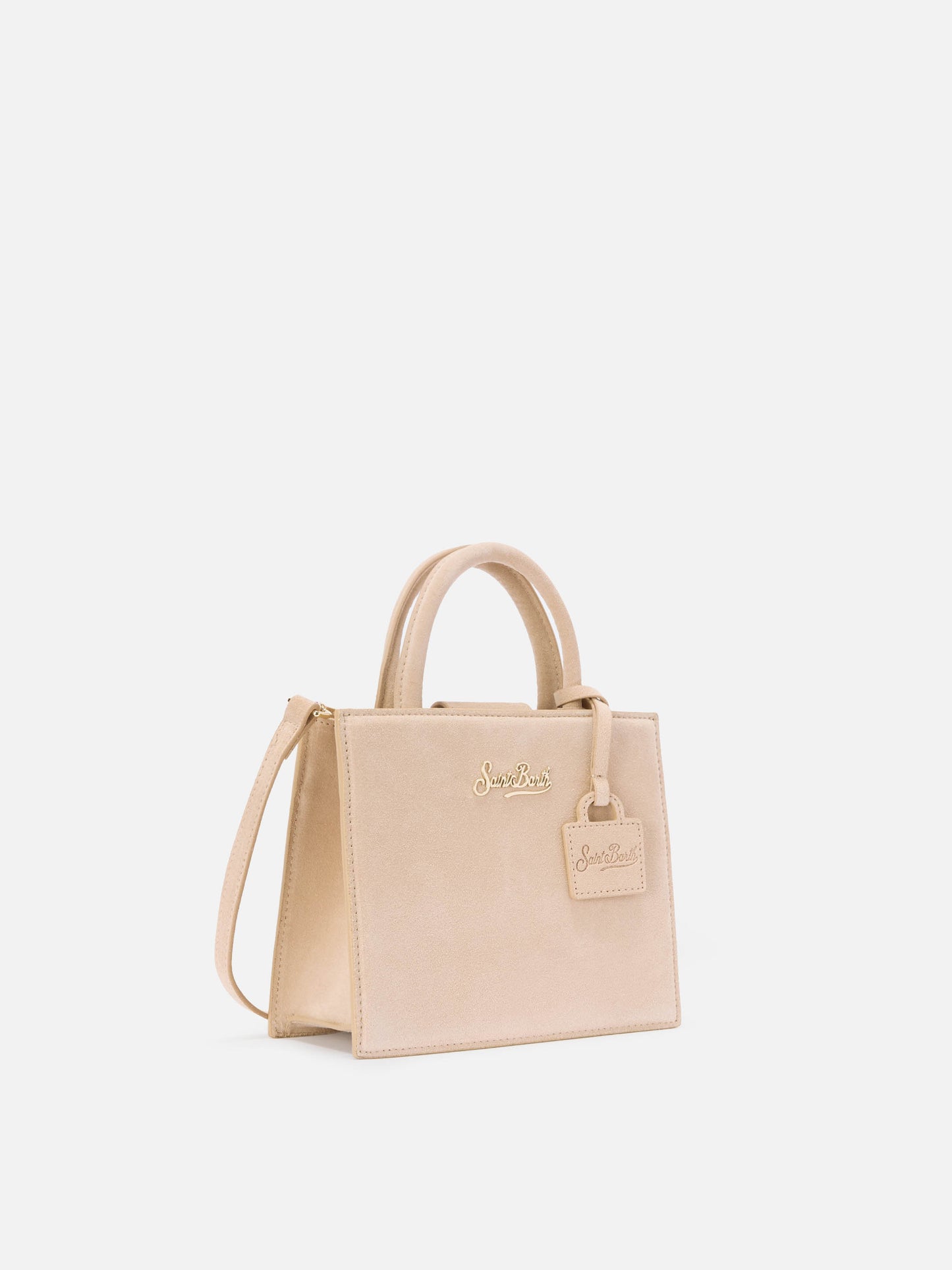 Mini-Handtasche aus beigefarbenem Wildleder