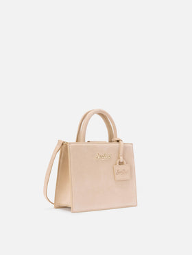 Mini-Handtasche aus beigefarbenem Wildleder