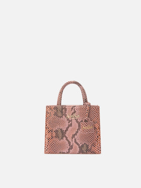 Shop Bag Mini aus rosafarbenem Leder mit Pythonmuster