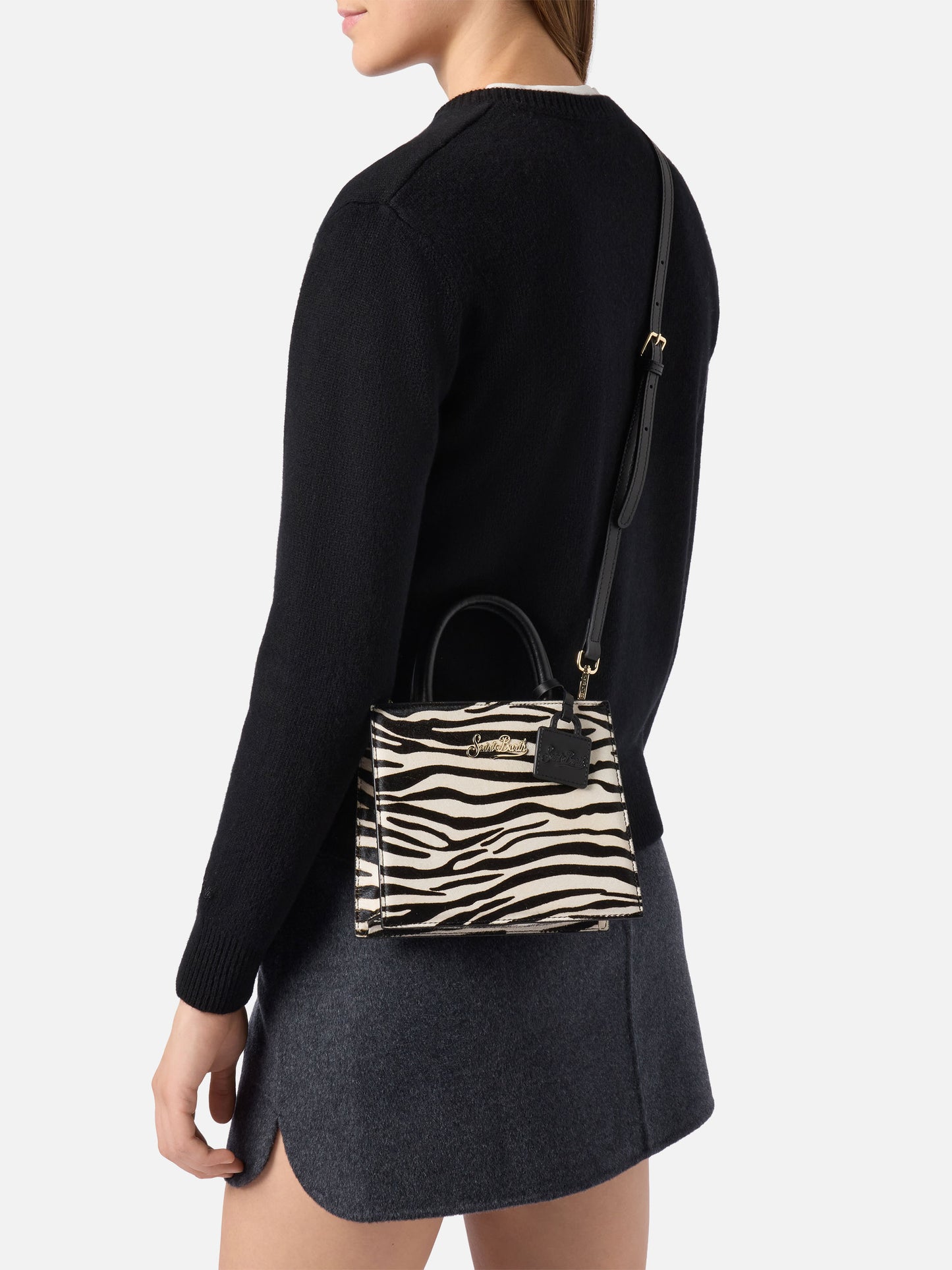 Borsa Shop Bag Mini stampa zebra