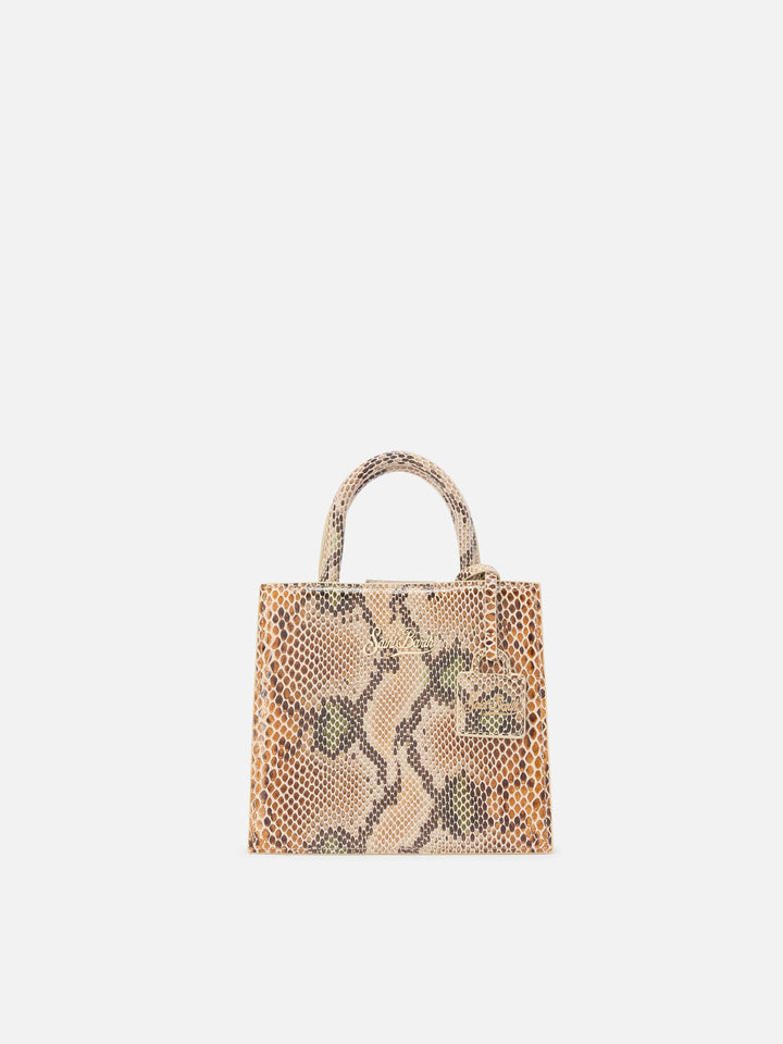 Shop Bag Mini beige python print bag