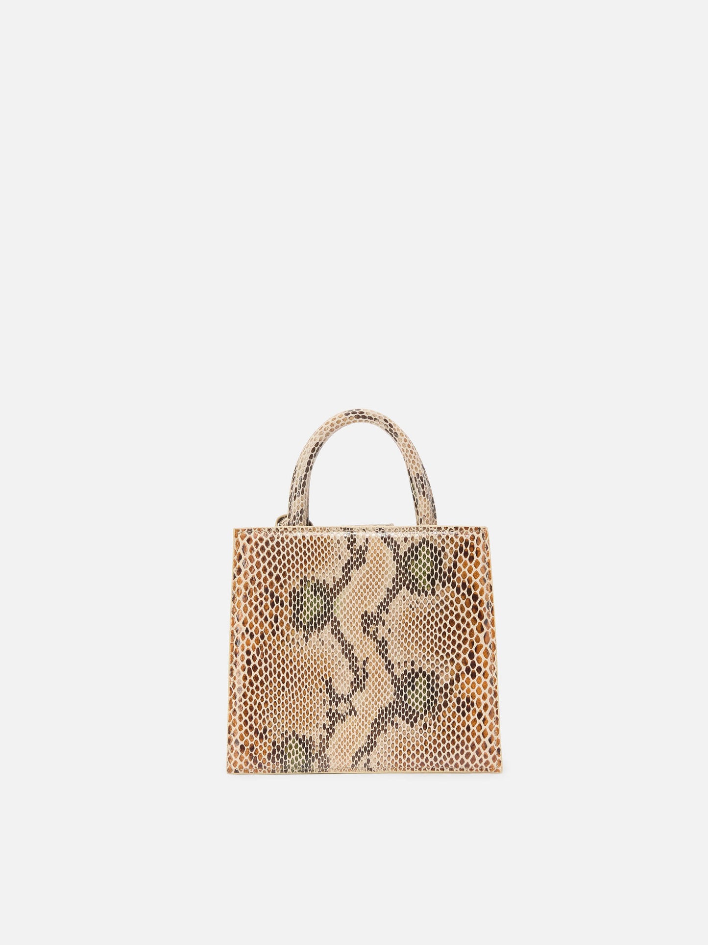 Shop Bag Mini aus beigefarbenem Leder mit Pythonmuster