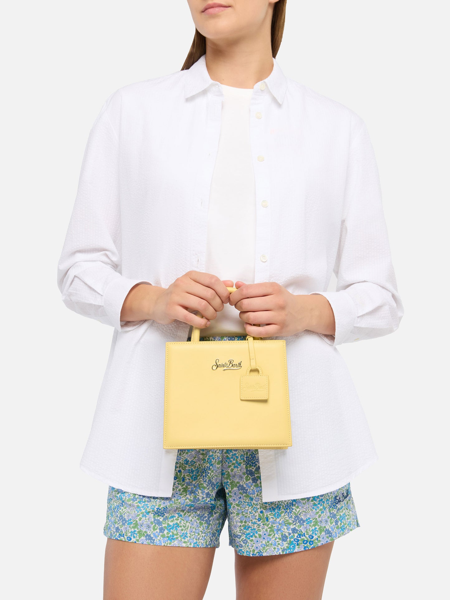 Shop Bag Mini aus buttergelbem Leder