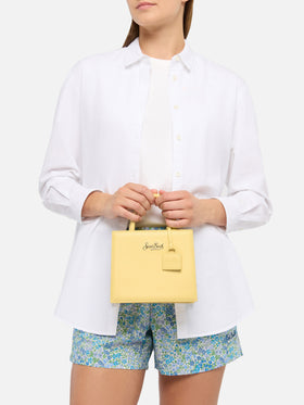 Shop Bag Mini aus buttergelbem Leder