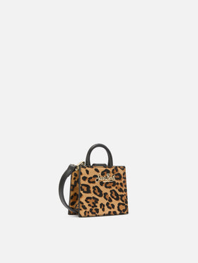 Compra el bolso de mano micro Shop Bag en piel de potro con estampado de leopardo 