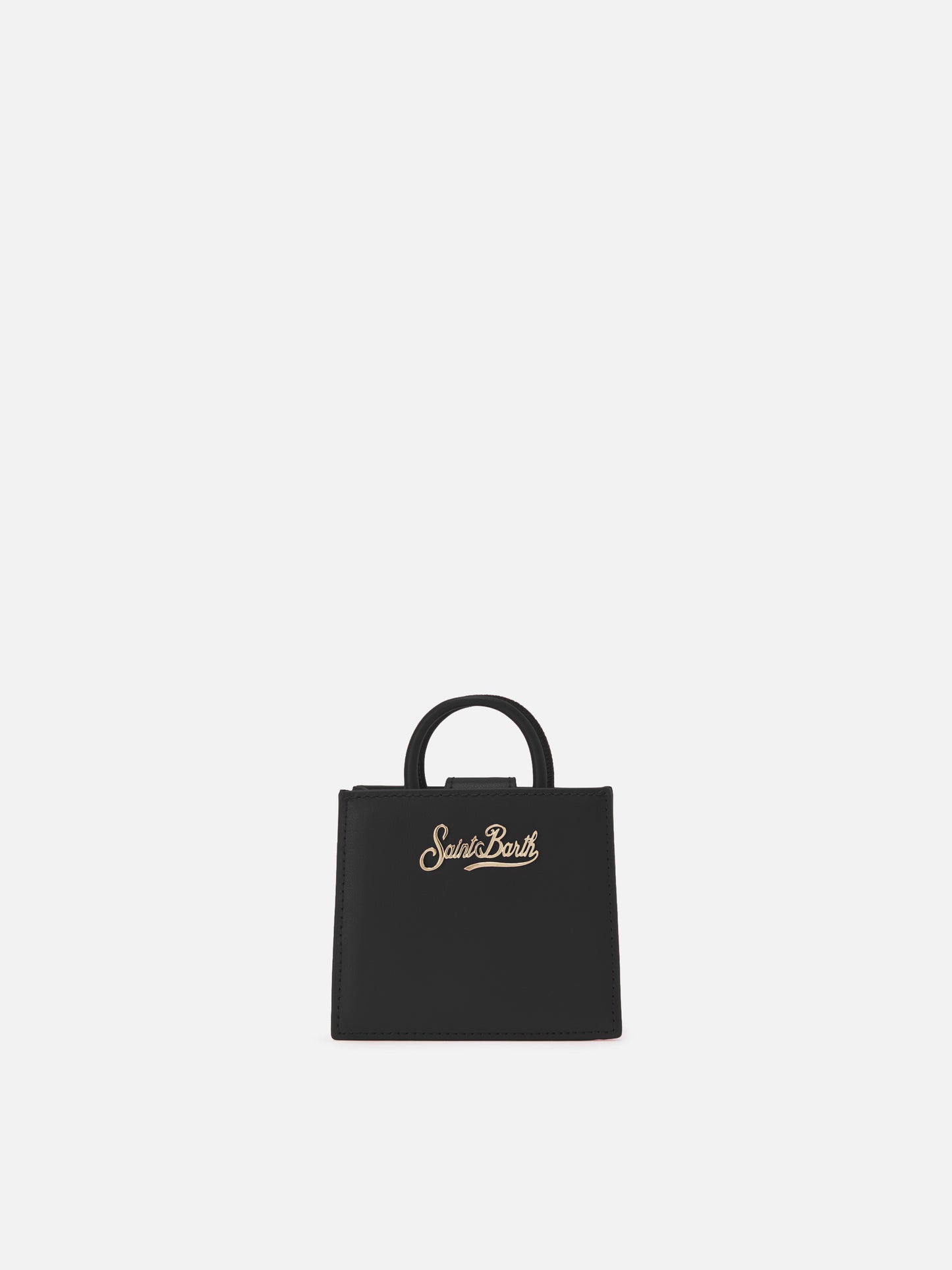 Shop Bag Micro aus pastellschwarzem Leder