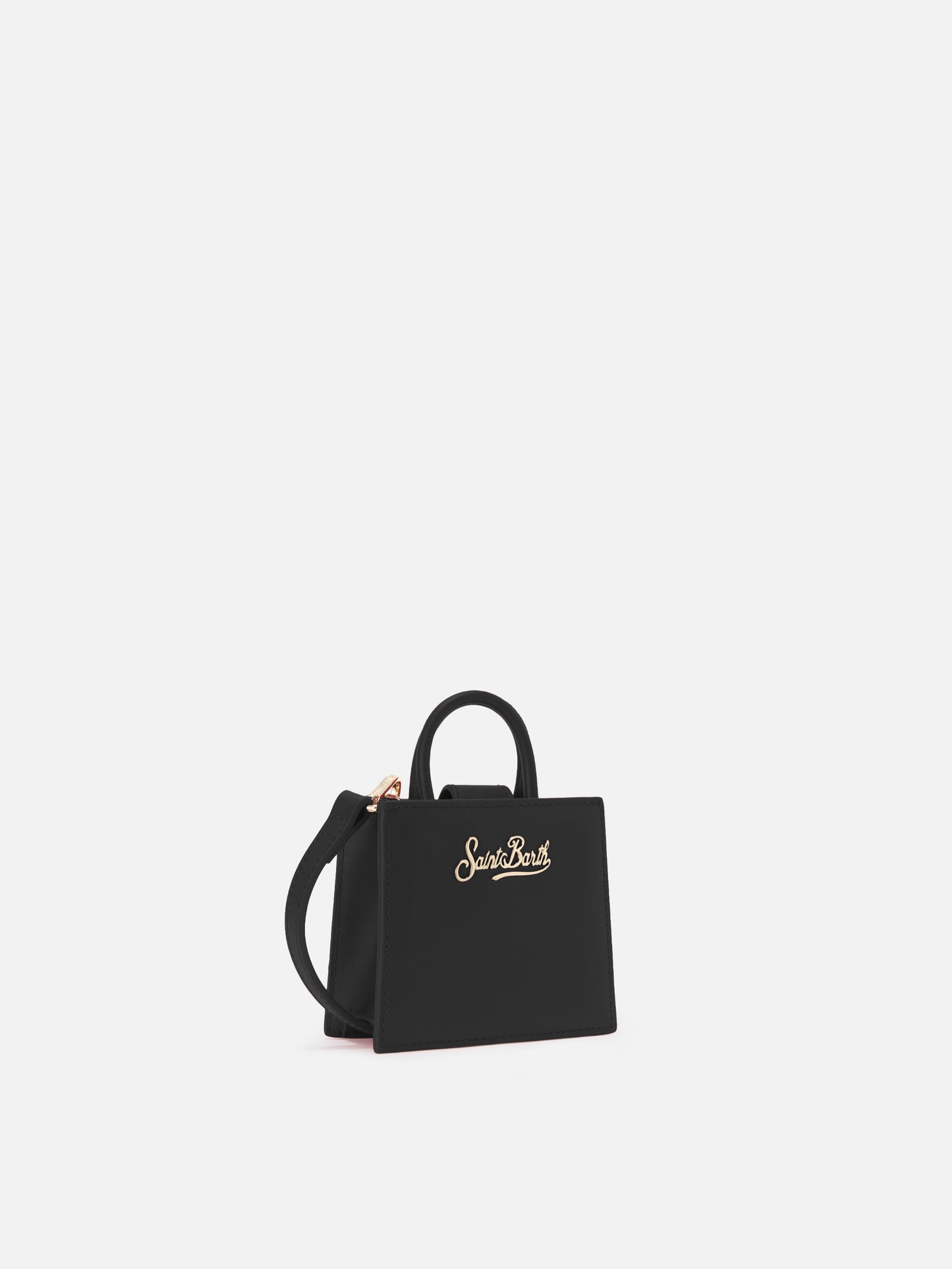Shop Bag Micro aus pastellschwarzem Leder