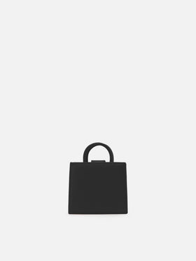 Shop Bag Micro aus pastellschwarzem Leder