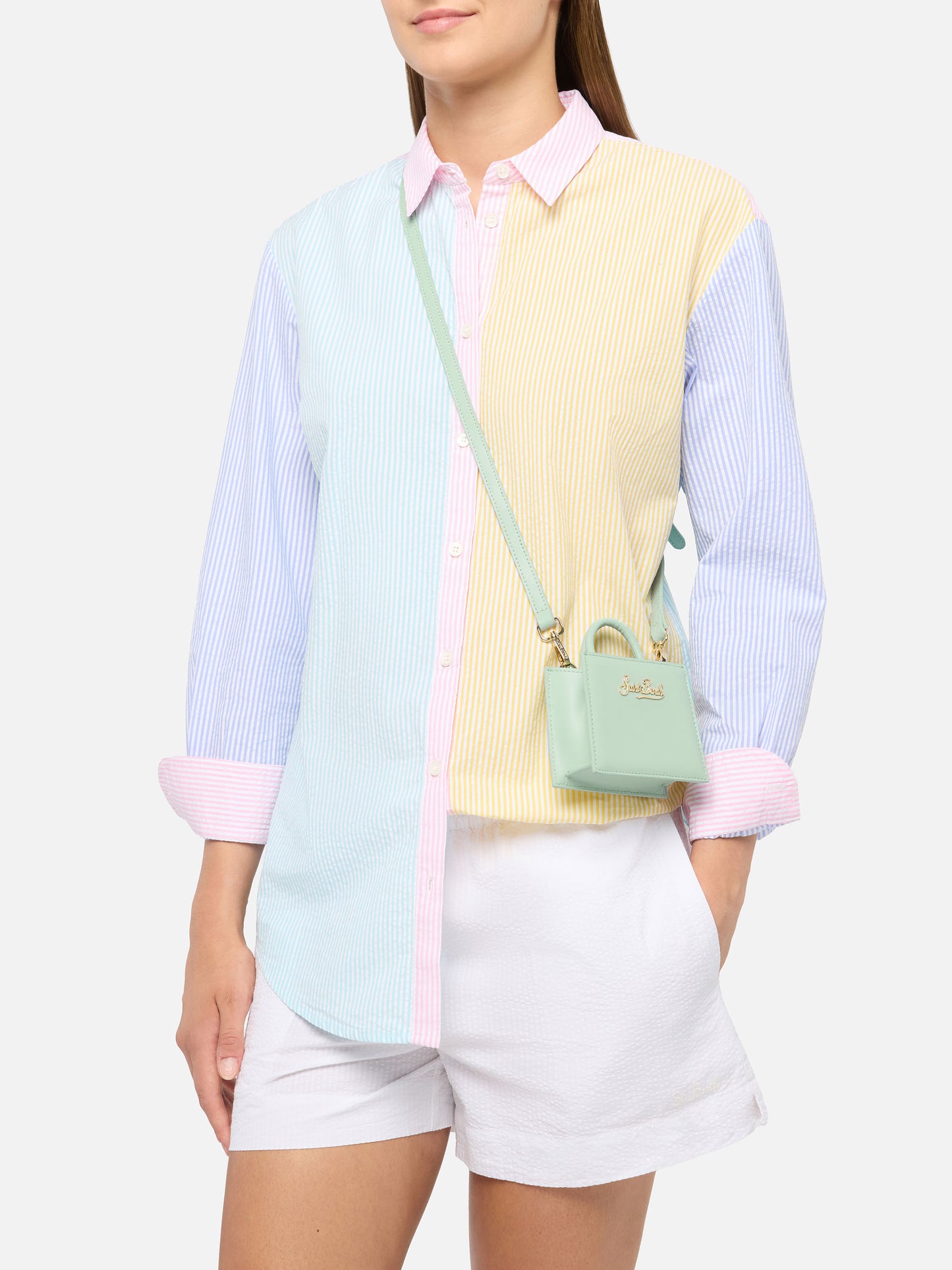 Shop Bag Micro aus salbeigrünem Leder
