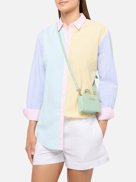 Shop Bag Micro aus salbeigrünem Leder