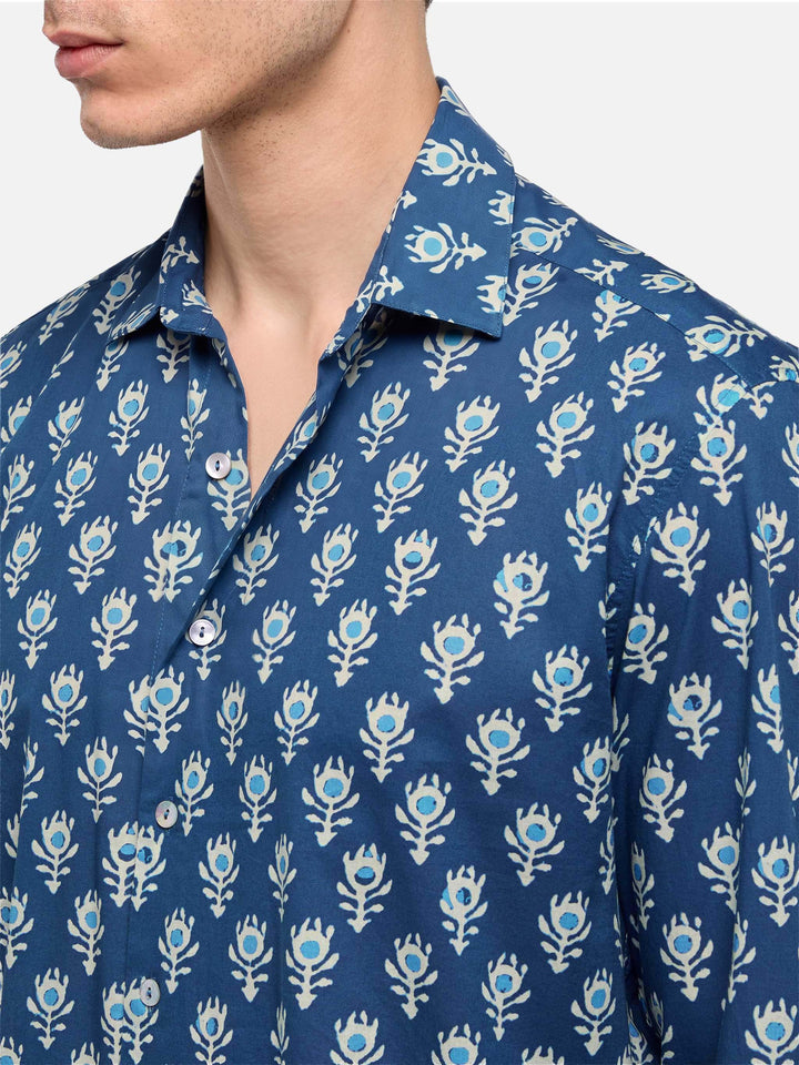 Muslin cotton shirt Sikelia with boho print