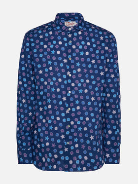Muslin cotton shirt Sikelia with ethnic print - MC2 Saint Barth