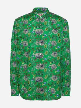 Man muslin cotton shirt Sikelia with boho print - MC2 Saint Barth