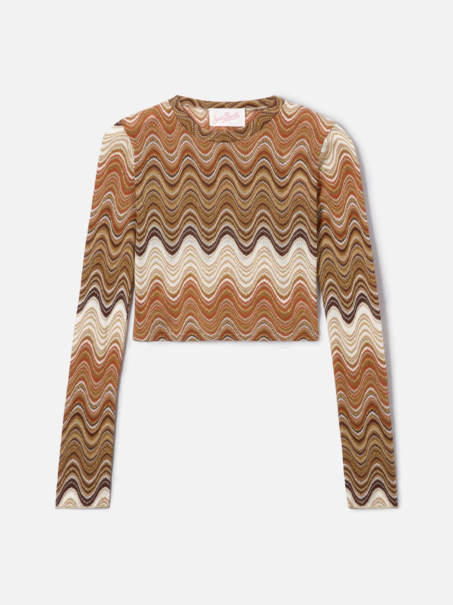 Top cropped Siviglia en raschel dégradé avec motif vagues 