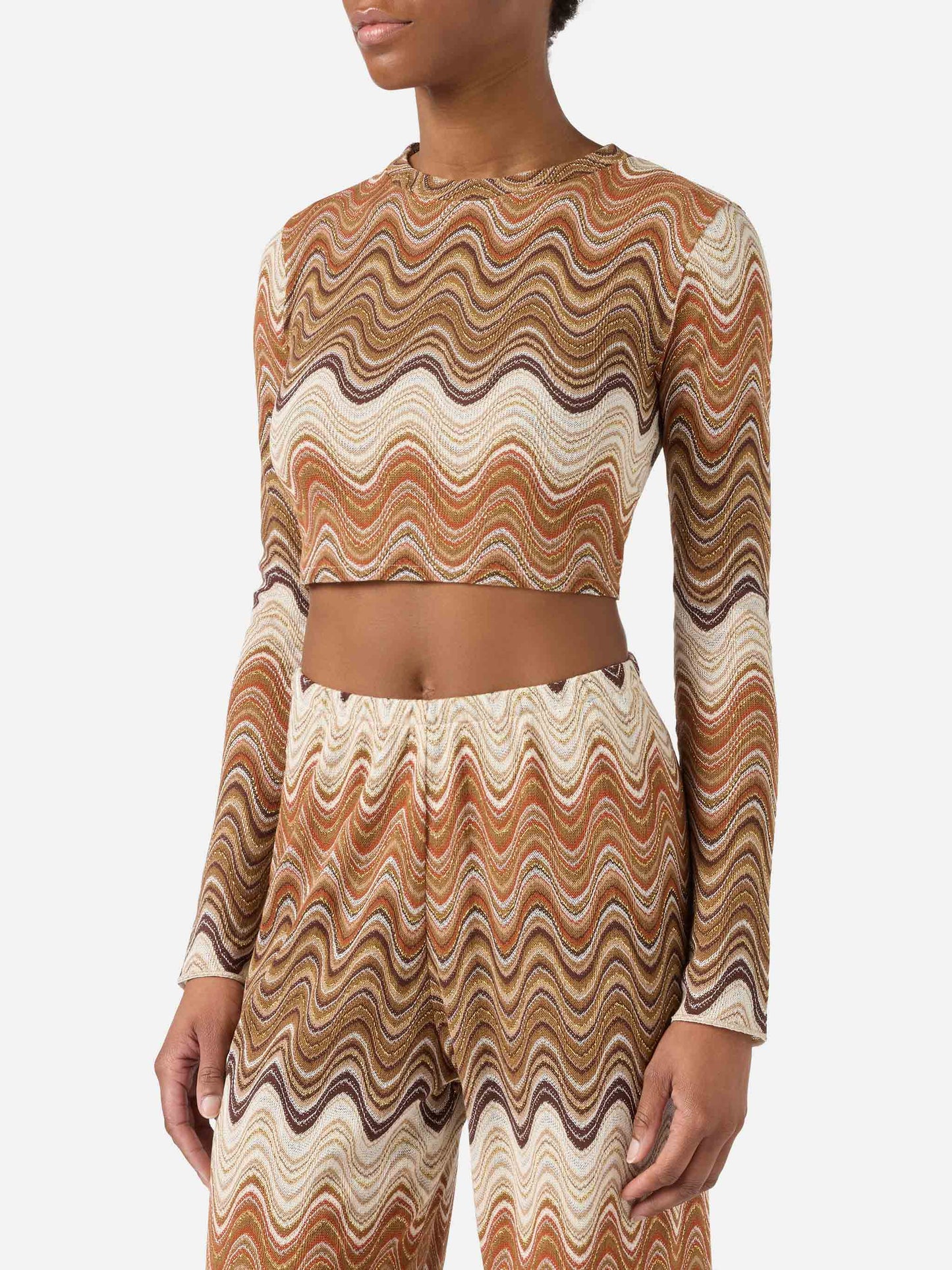 Top cropped Siviglia en raschel dégradé avec motif vagues 