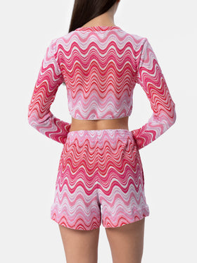 Woman raschel knit cropped t-shirt Siviglia