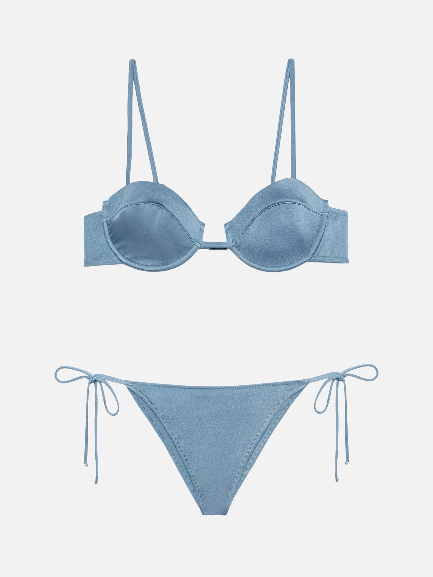 Salina Marielle underwire bralette bikini in shimmer avio blue