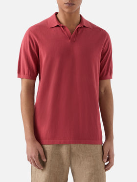 Polo Sloan rouge brique en coton premium high-twist 