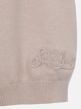 Sloan stone grey buttonless knitted polo shirt - MC2 Saint Barth