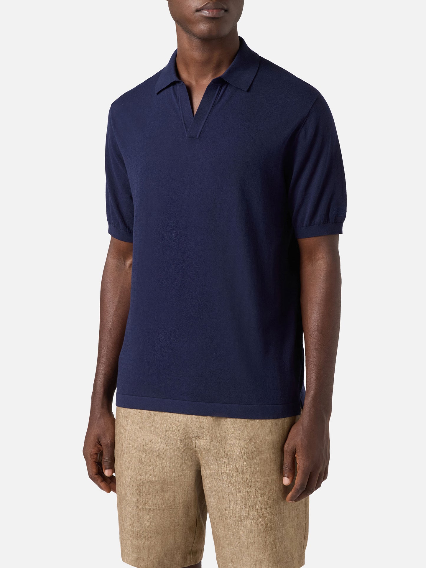 Polo Sloan en coton premium high-twist bleu marine 