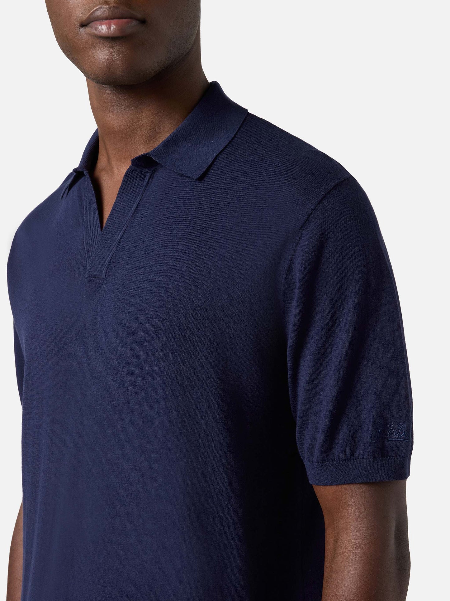 Polo Sloan en coton premium high-twist bleu marine 