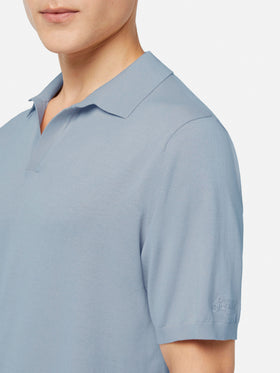 Sloan light blue buttonless knitted polo shirt - MC2 Saint Barth