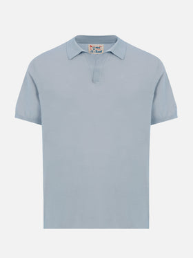 Sloan light blue buttonless knitted polo shirt - MC2 Saint Barth
