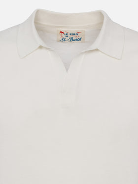 Sloan white buttonless knitted polo shirt - MC2 Saint Barth