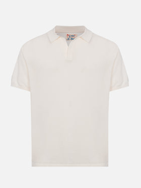 Sloan white buttonless knitted polo shirt - MC2 Saint Barth