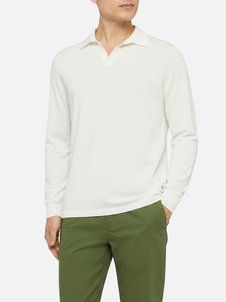 Sloan high twist cotton polo in white