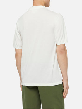 Sloan white buttonless knitted polo shirt - MC2 Saint Barth