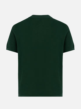 Sloan green buttonless mesh knitted polo shirt - MC2 Saint Barth