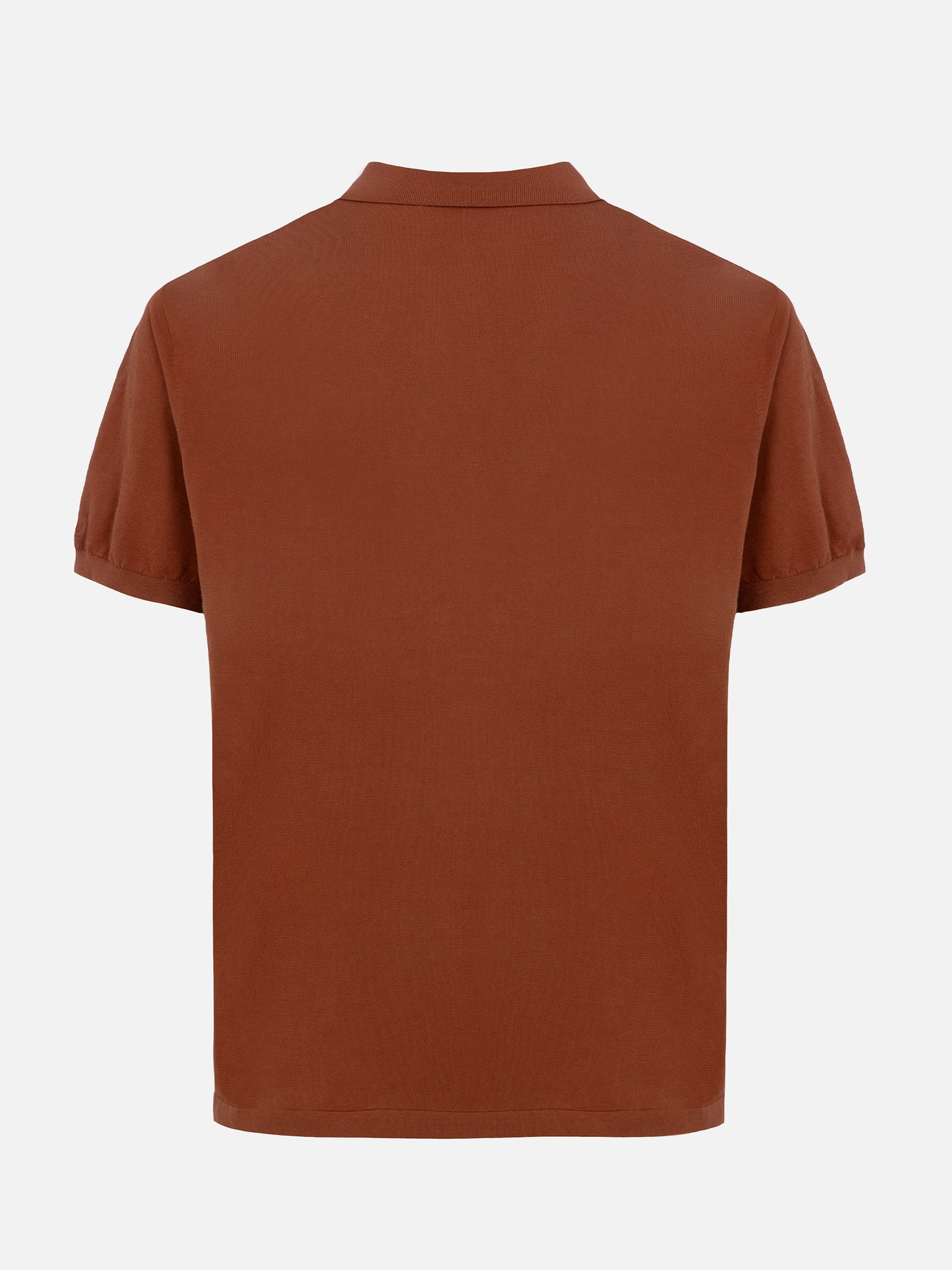 Sloan camel brown buttonless knitted polo shirt
