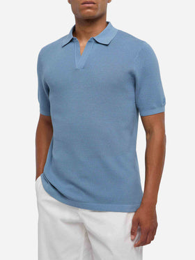 Polo en maille sans boutons Sloan dusty blue en mesh 