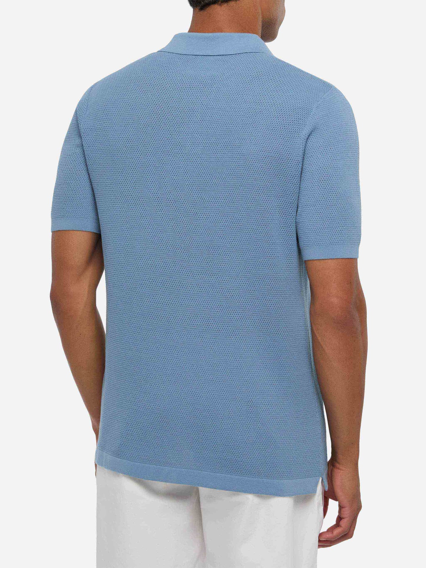 Polo en maille sans boutons Sloan dusty blue en mesh 