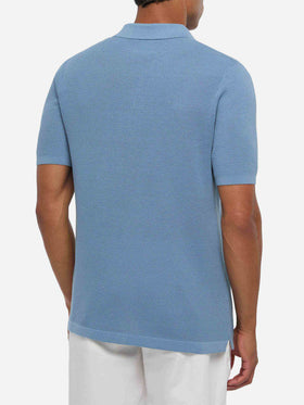 Polo en maille sans boutons Sloan dusty blue en mesh 