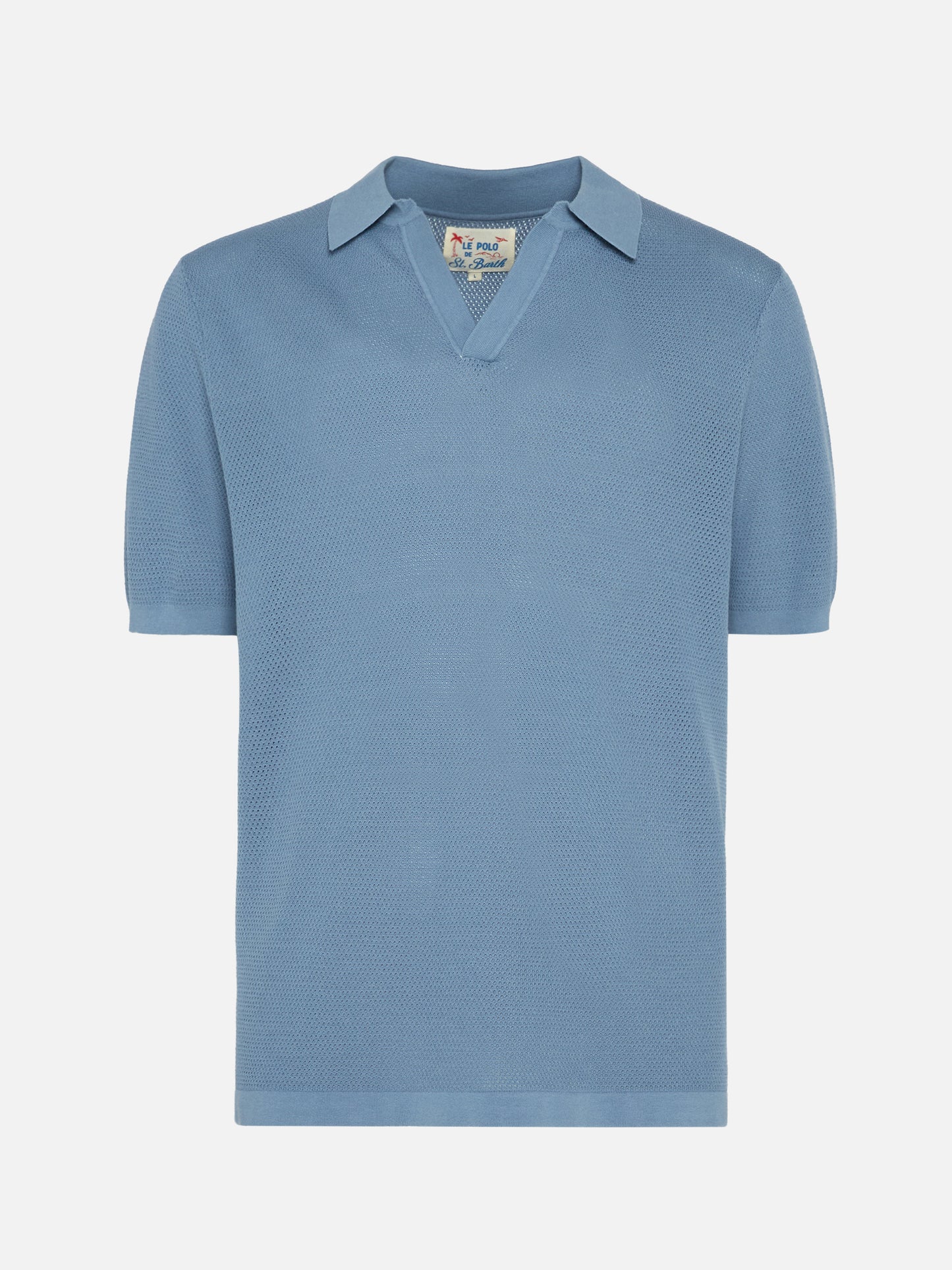 Polo en maille sans boutons Sloan dusty blue en mesh 