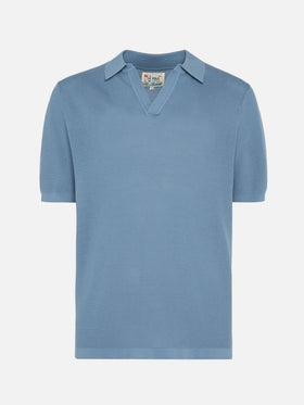 Polo en maille sans boutons Sloan dusty blue en mesh 