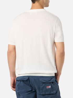 Off-cream buttonless knitted polo shirt Sloan - MC2 Saint Barth