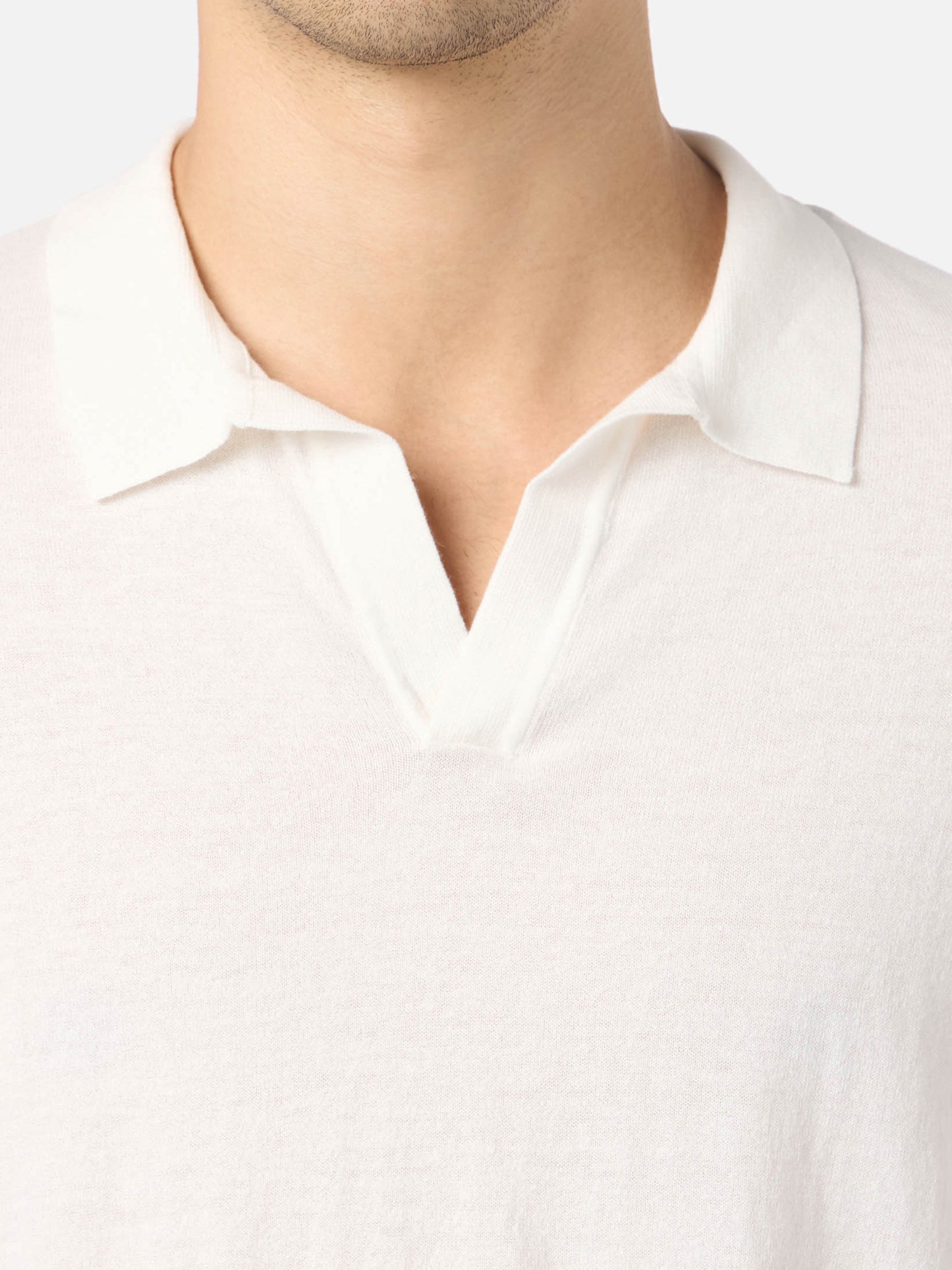 Off-cream buttonless knitted polo shirt Sloan - MC2 Saint Barth