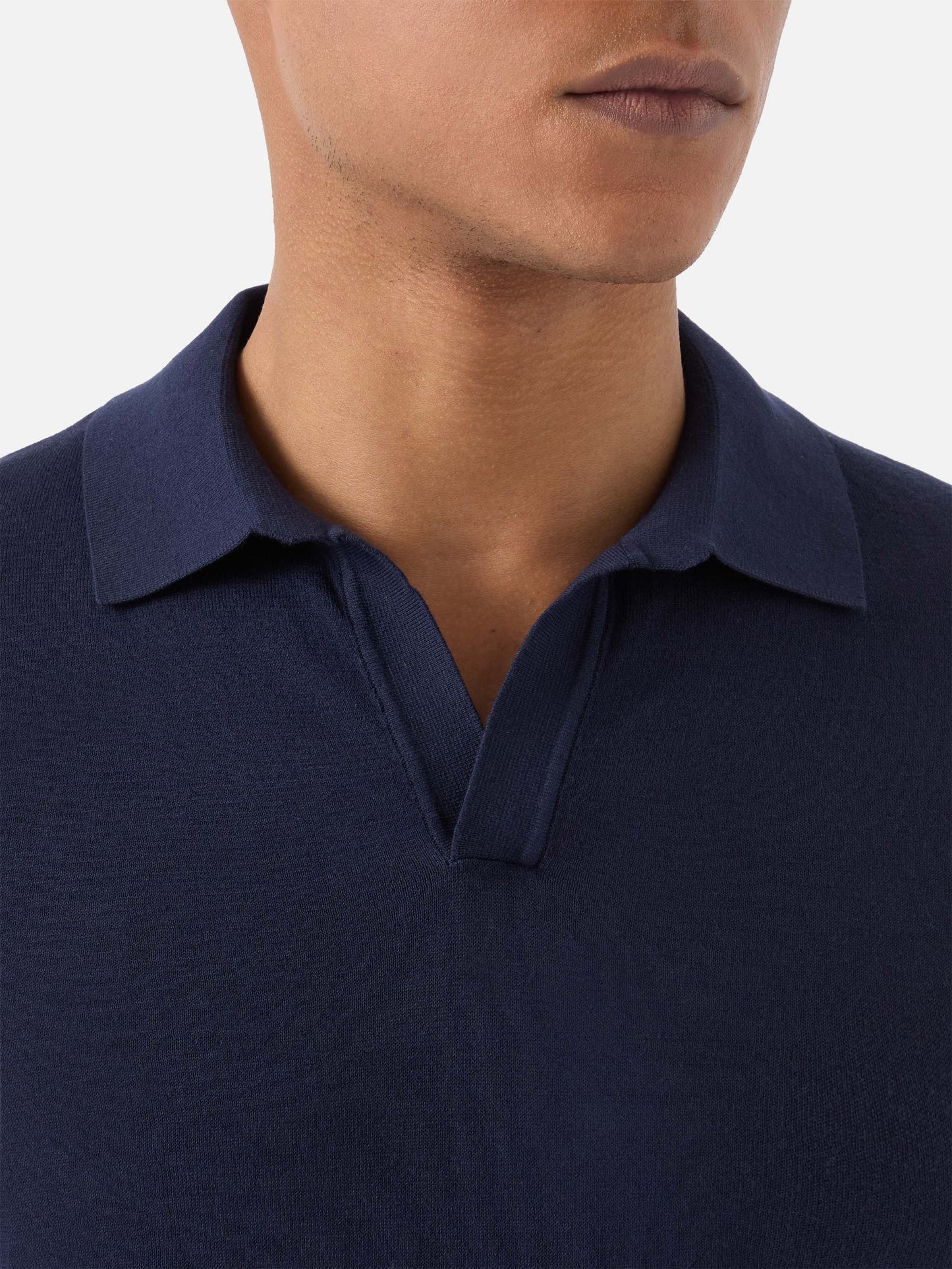 Polo Sloan en coton high twist bleu marine 