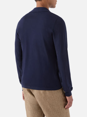 Polo Sloan en coton high twist bleu marine 