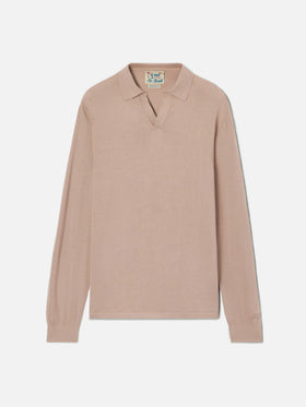 Sloan high twist cotton polo in taupe