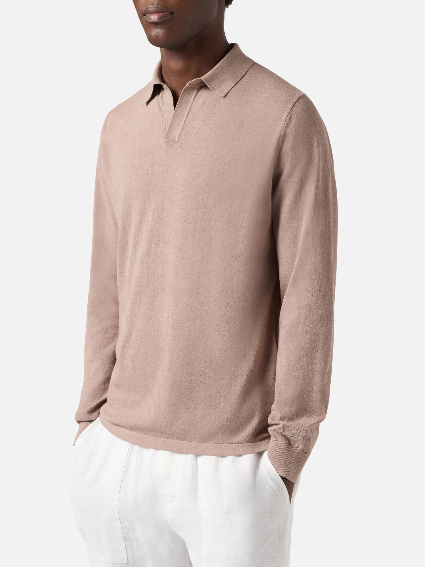 Sloan high twist cotton polo in taupe