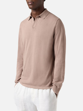 Sloan high twist cotton polo in taupe