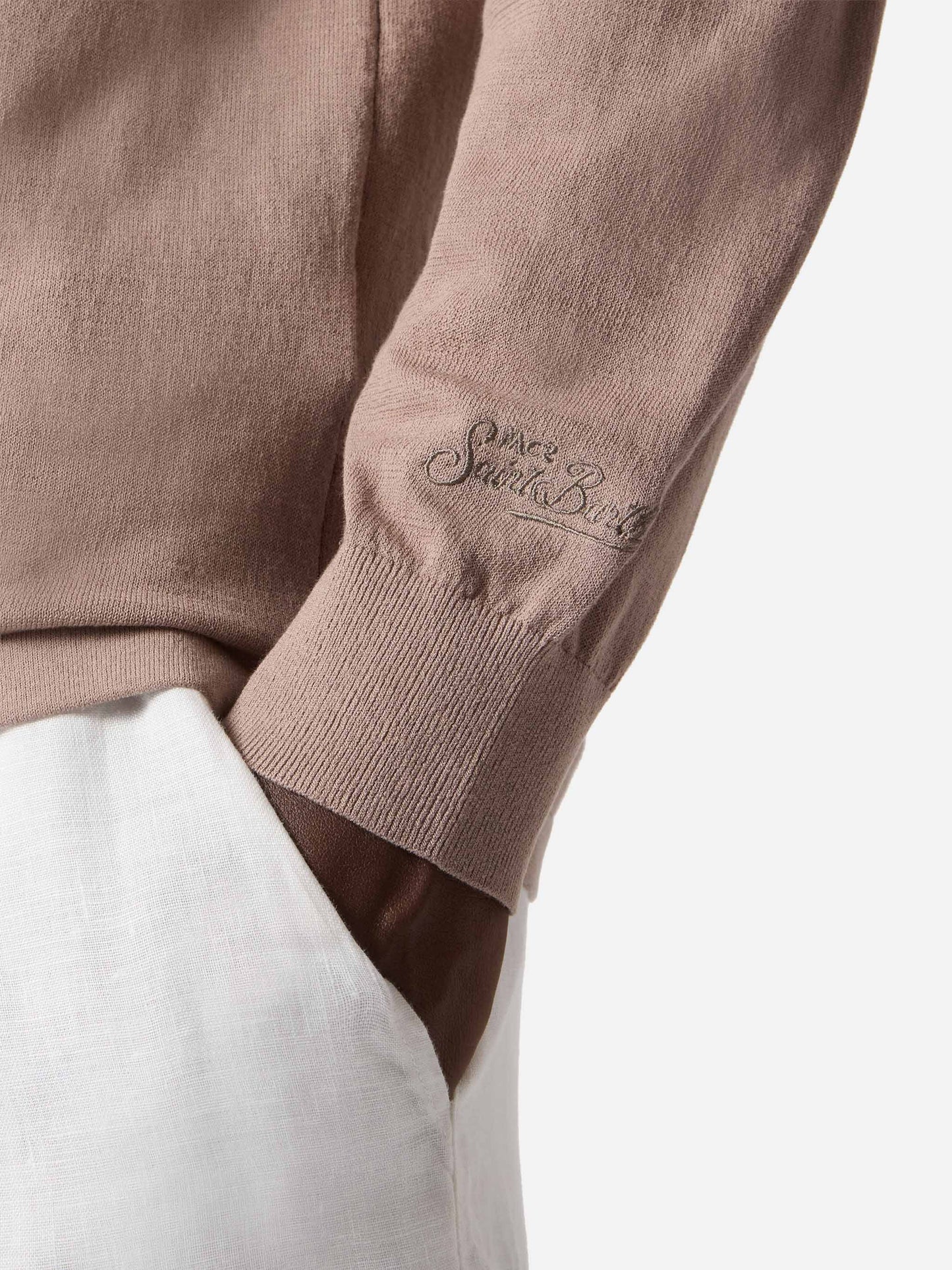 Sloan high twist cotton polo in taupe