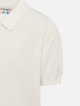 Sloan Jr white knitted polo shirt - MC2 Saint Barth