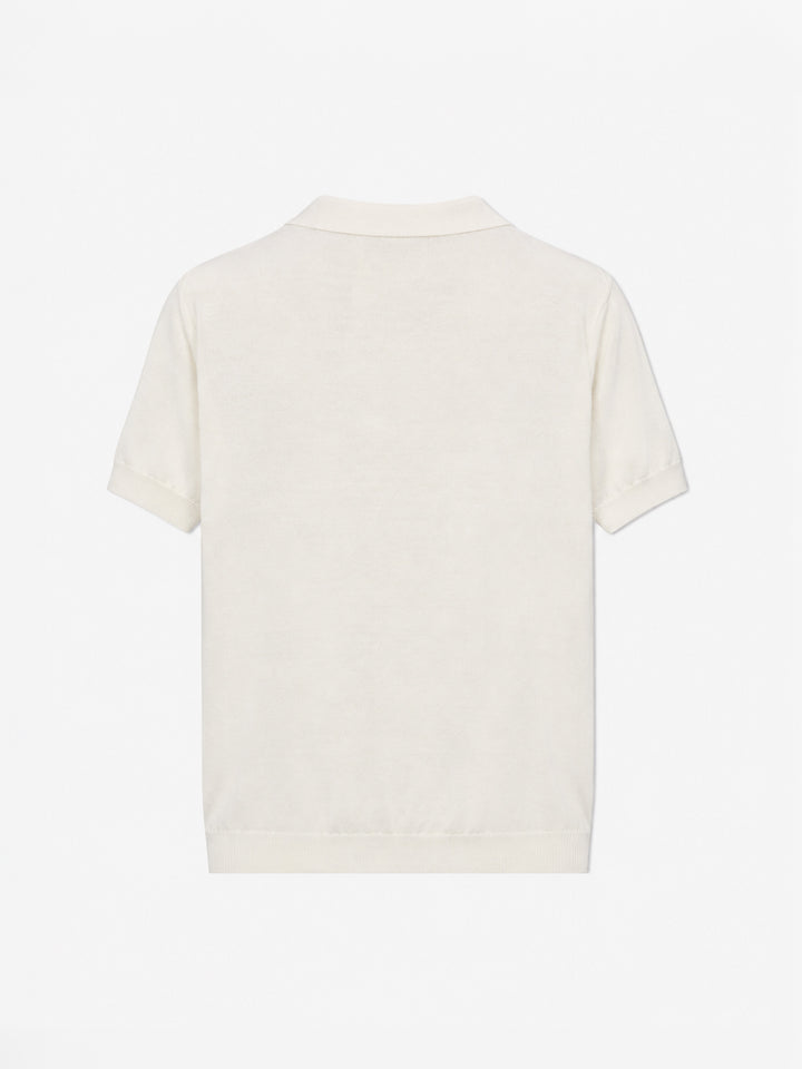 Sloan Jr weißes gestricktes Poloshirt 