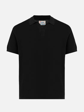 Sloan black silk cotton knitted polo shirt - MC2 Saint Barth